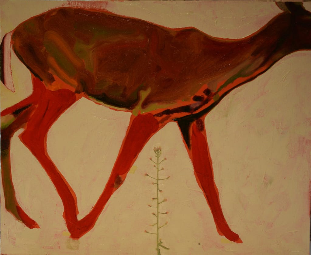 Veera Tammisen maalaus punainen peura öljyvärit 38x46 2018